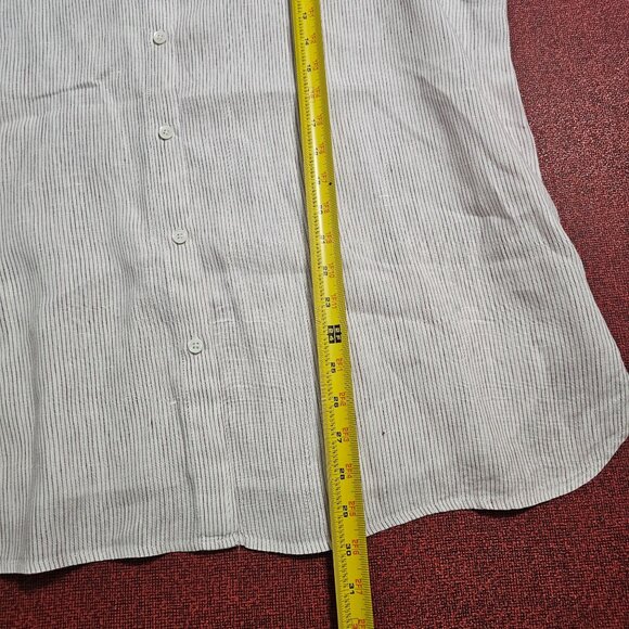 J. Jill White & Purple Striped Linen Button-Up Shirt XL Long Sleeve Coastal - Picture 8 of 9